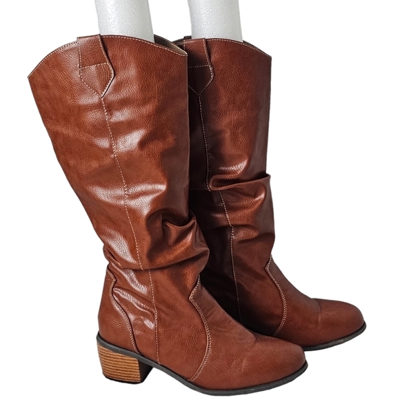 Muk Luks Original Pull-On Chestnut Saddle Up Cowgirl Boot Water Resistant Size 8 - Picture 1 of 11